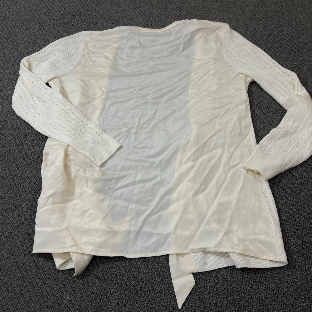 St. John Wool Silk Blend Cardigan Sweater Womens Medium M Cream - Picture 4 of 9